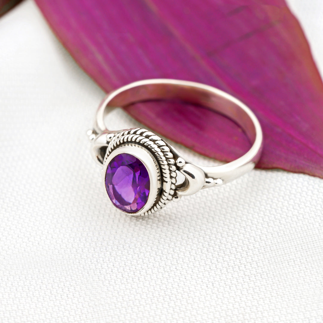 Natural Amethyst Cut Ring