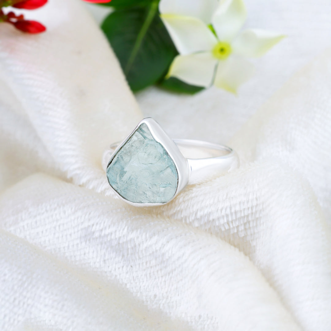 Natural Aquamarine Rough Ring