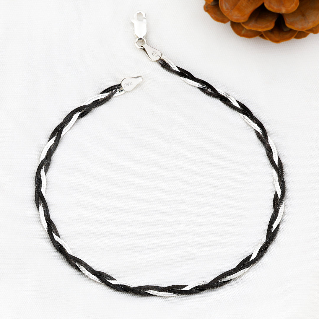 Amalfi Braid Anklet (Rhodium Plated)