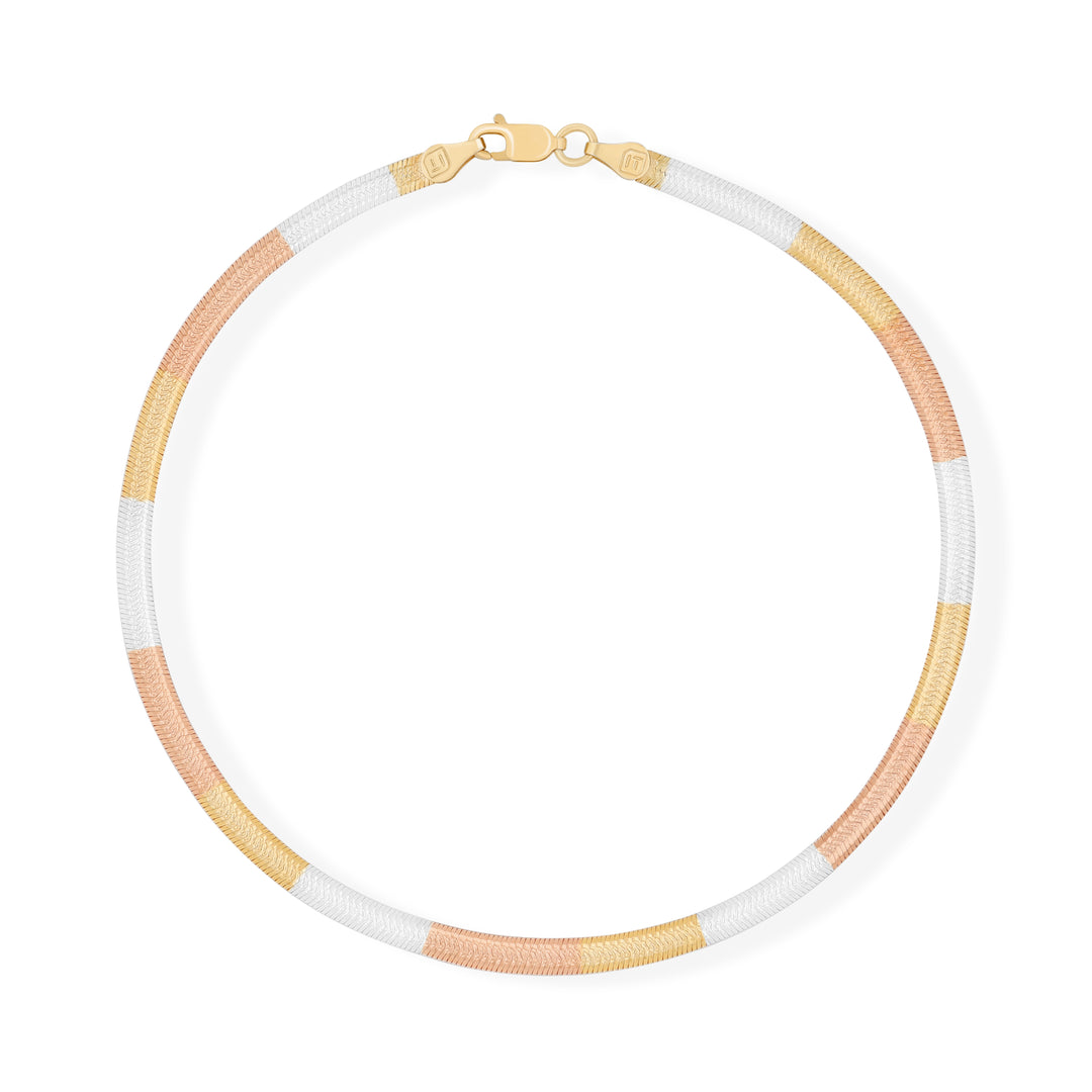 Tricolore Anklet (Gold, Rose Gold & Rhodium Plated)