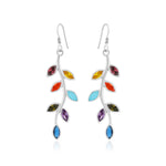 Load image into Gallery viewer, Natural Multi Tourmaline Leaf Earrings