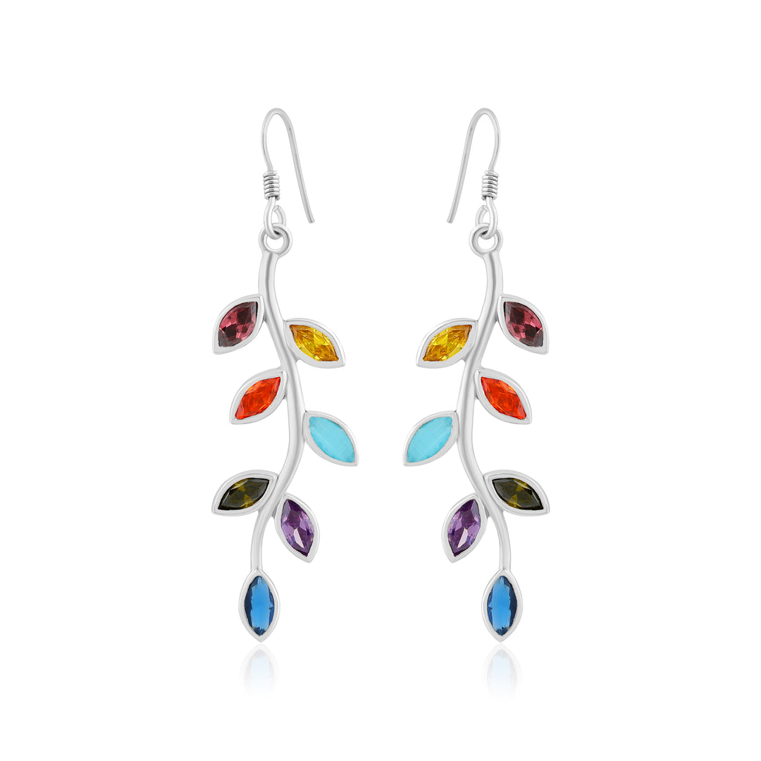 Natural Multi Tourmaline Leaf Earrings