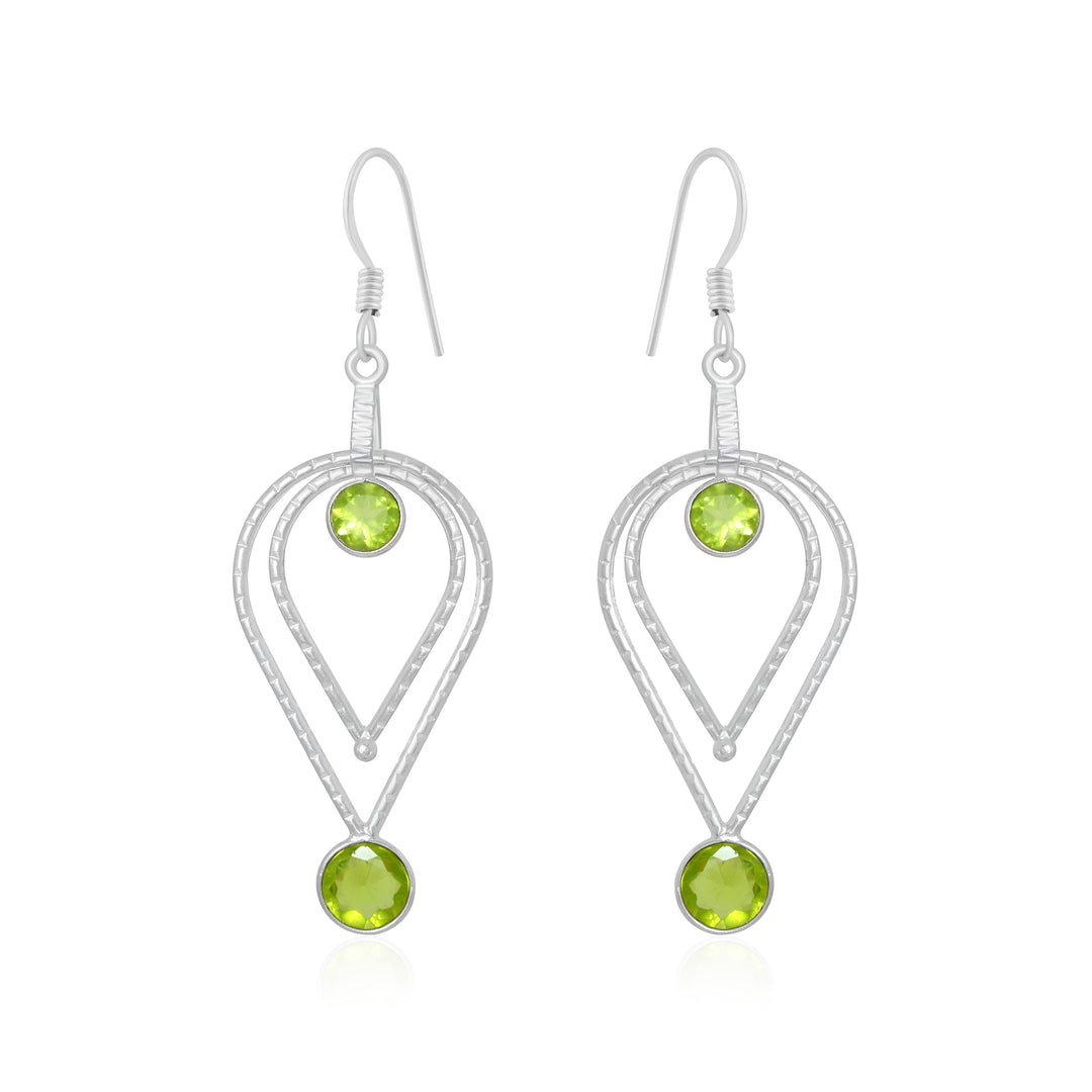 Natural Peridot Faceted Earrings