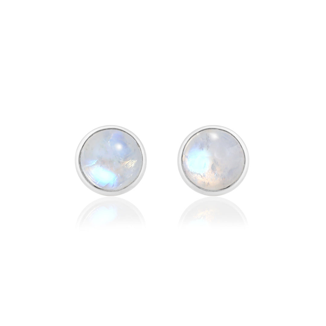 Natural Rainbow Moonstone Studs