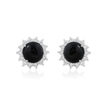Load image into Gallery viewer, Natural Black Star Cabochon Studs