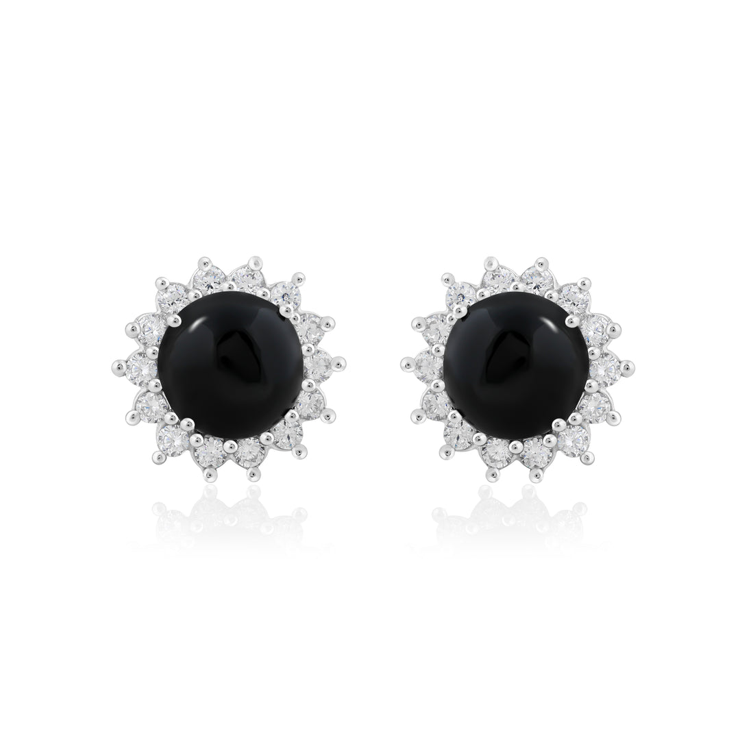 Natural Black Star Cabochon Studs