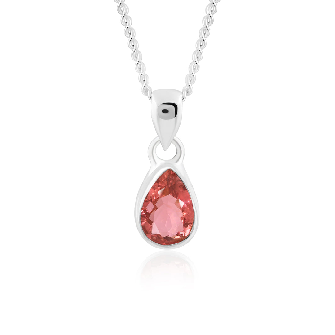 Natural Tourmaline Pear Faceted Pendant