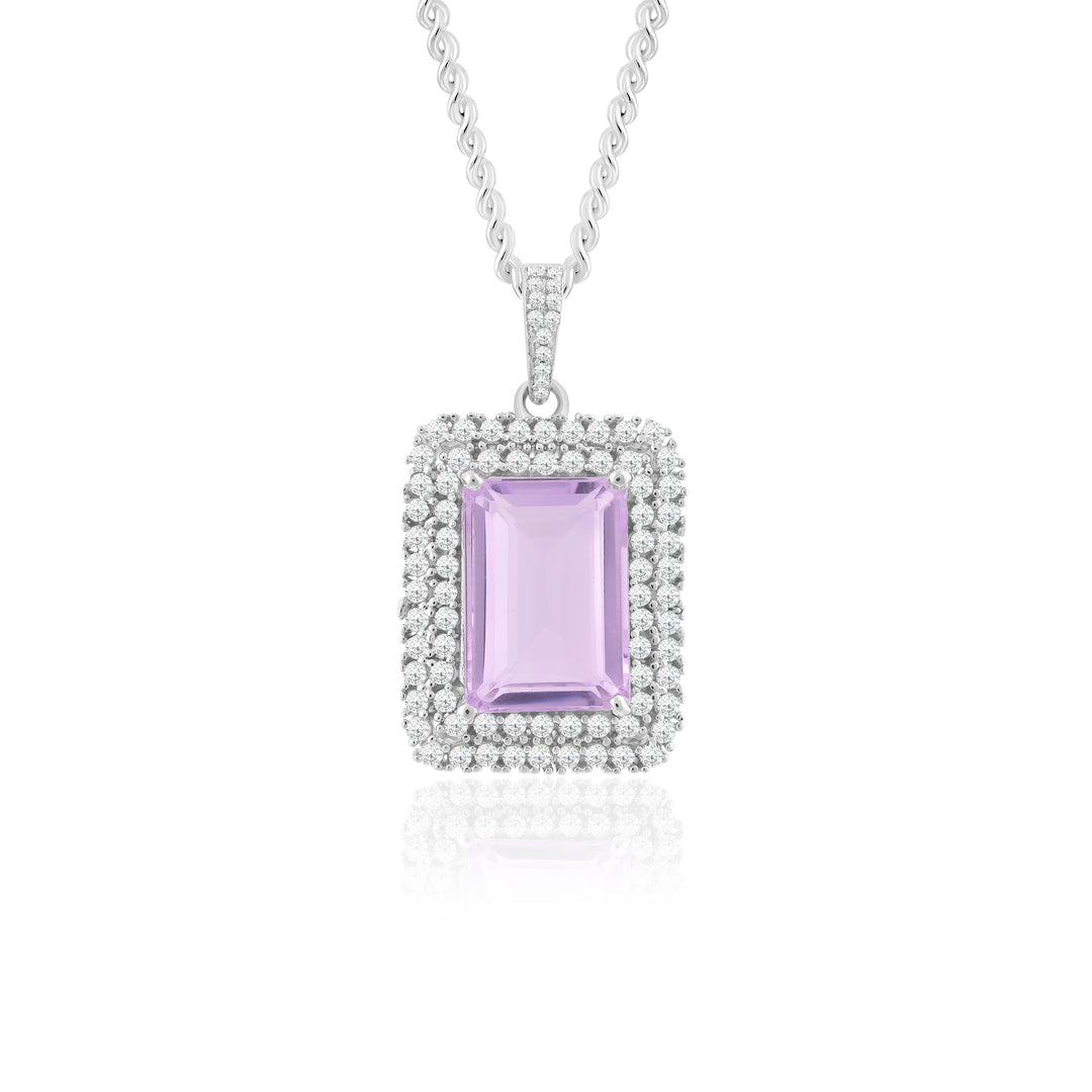 Natural Amethyst Pink Faceted Pendant