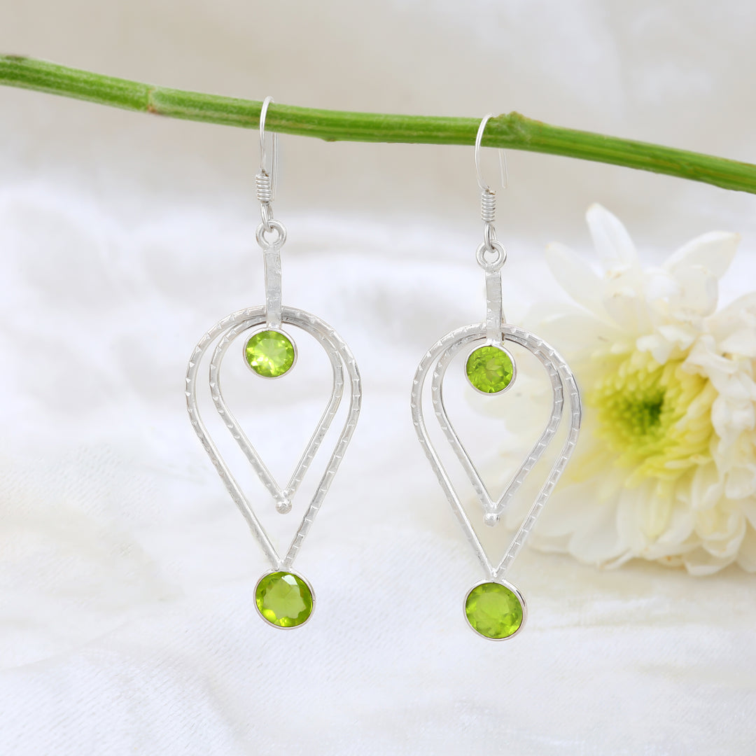 Natural Peridot Faceted Earrings