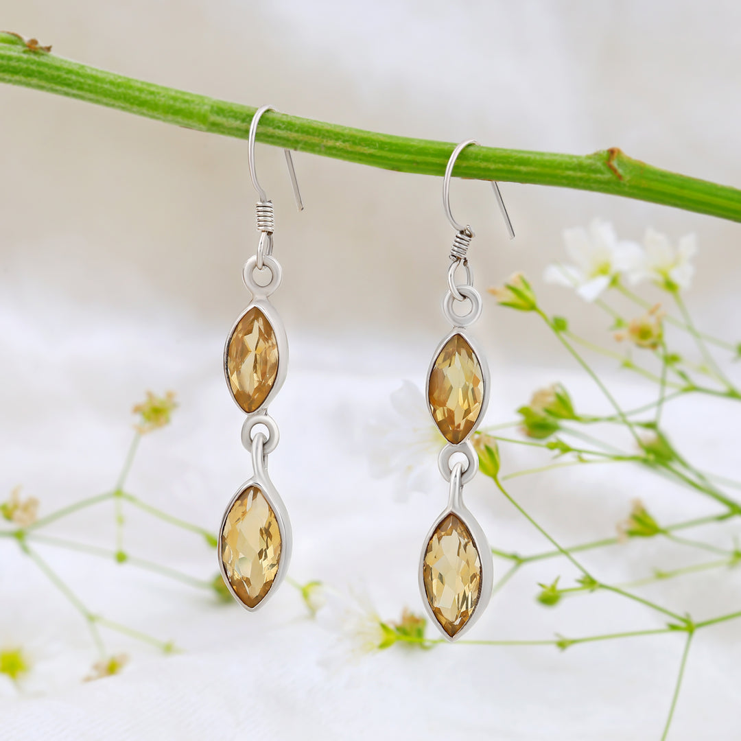Natural Citrine Faceted Earrings