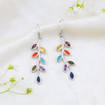 Load image into Gallery viewer, Natural Multi Tourmaline Leaf Earrings