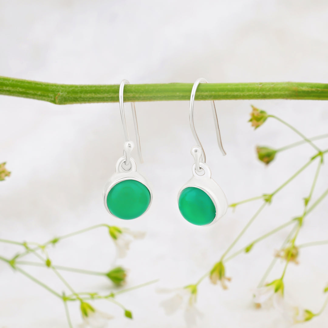 Onyx Green Cabochon Earrings