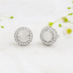 Load image into Gallery viewer, Natural Moonstone Blue Fire Cabochon Studs