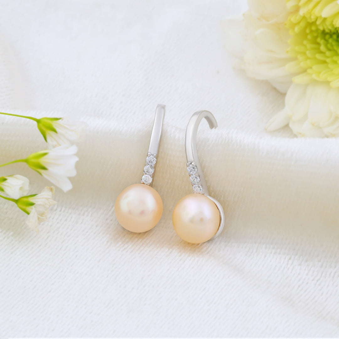 Natural Pearl Earrings With Zircon