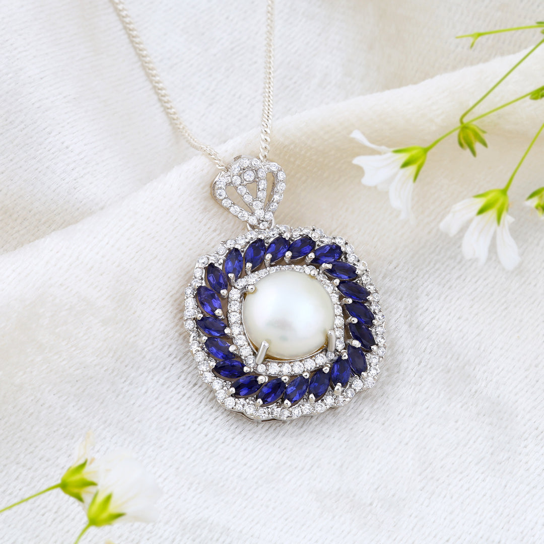 Natural Pearl & Iolite Pendant