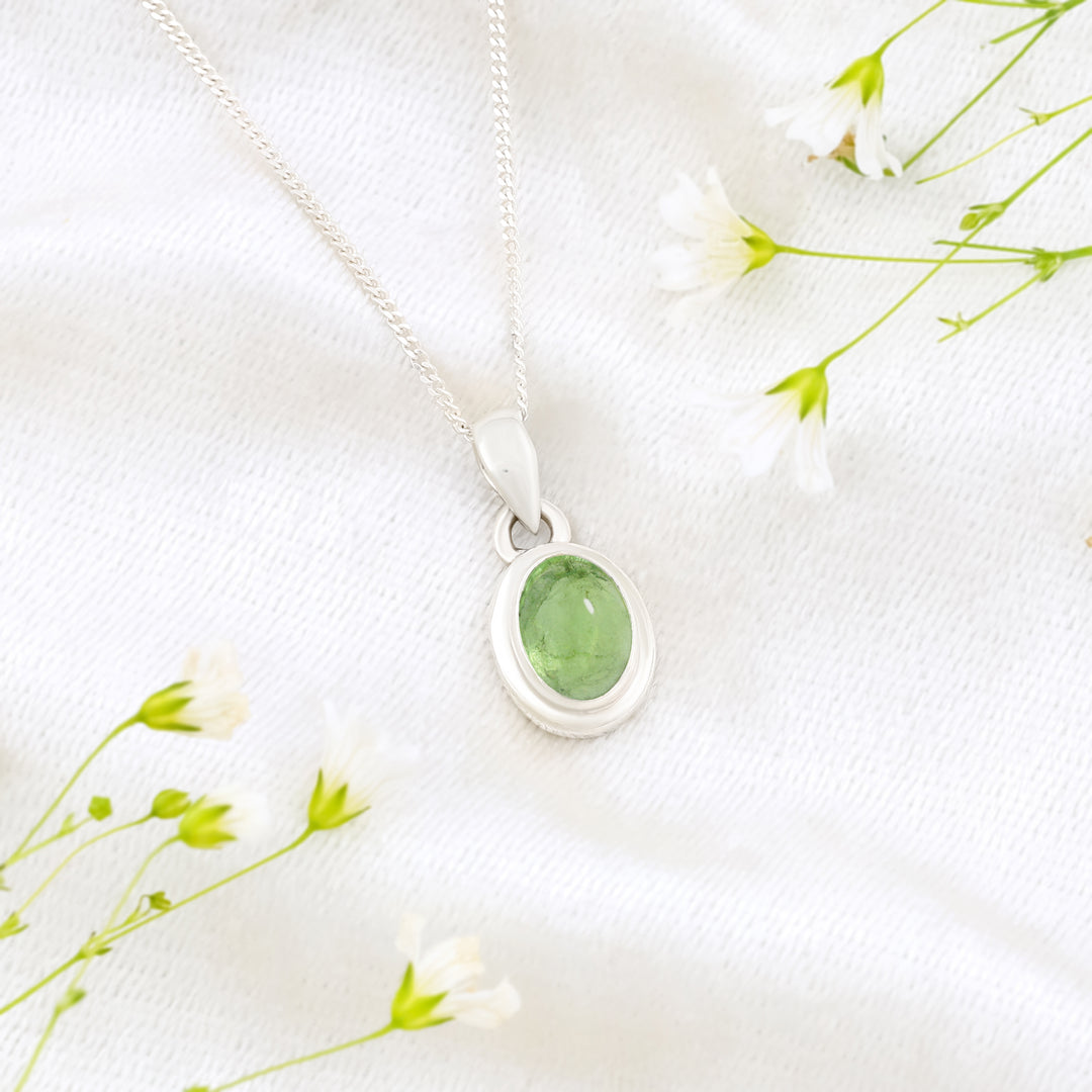 Natural Tourmaline Green Cabochon Pendant