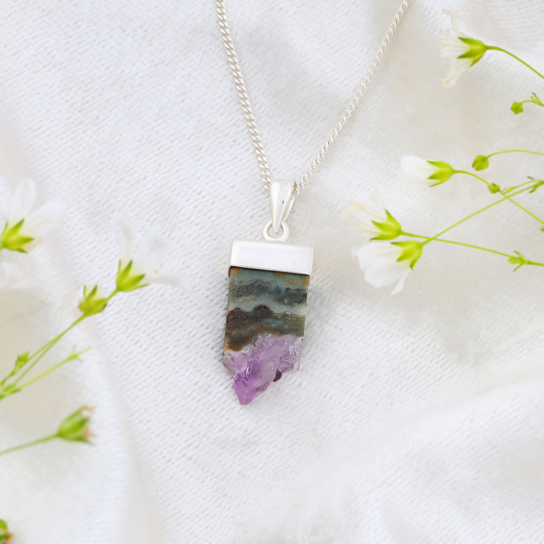 Natural Amethyst Lace Druzy Pendant