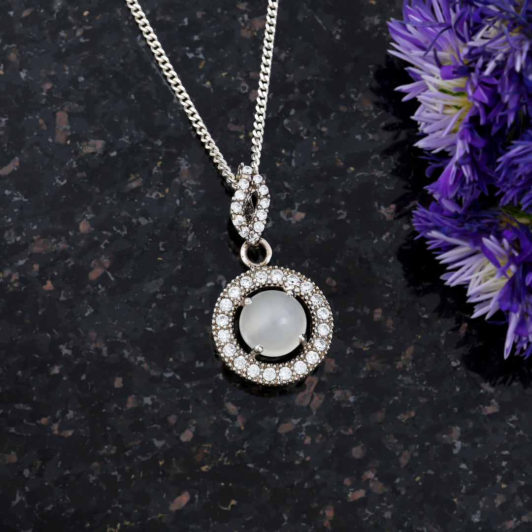 Natural Moonstone Blue Fire Cabochon Pendant