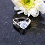 Load image into Gallery viewer, Natural Rainbow Moonstone Cabochon Ring