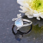 Load image into Gallery viewer, Moonlit Moonstone Rainbow Cab Ring