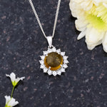 Load image into Gallery viewer, Natural Tourmaline Cabochon Pendant With Zircon
