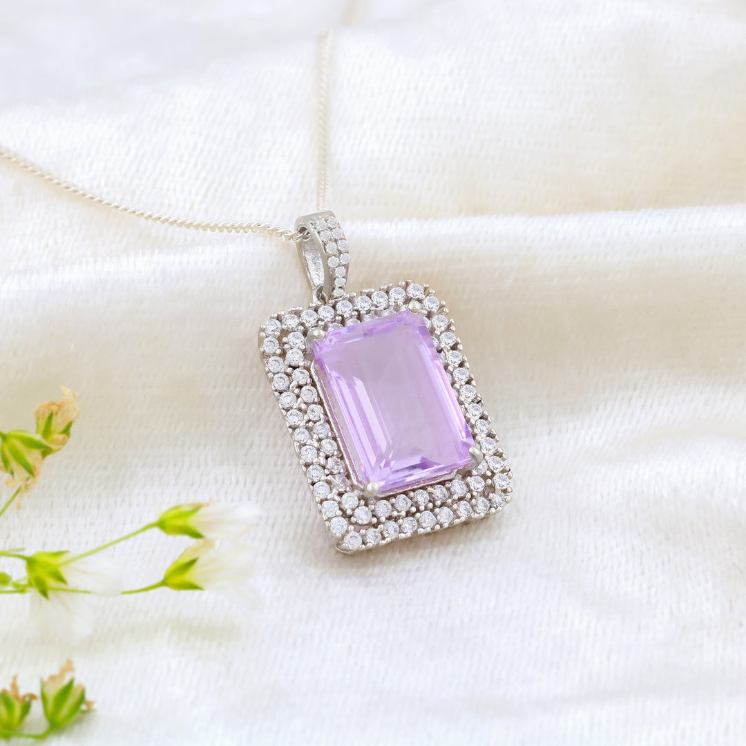 Natural Amethyst Pink Faceted Pendant