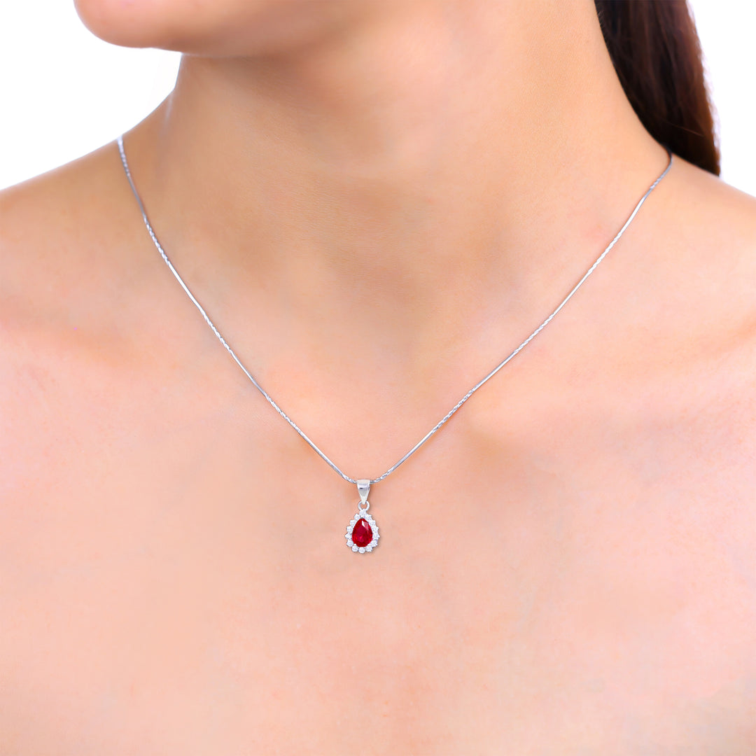 Ember Pear Pendant (Rhodium Plated)