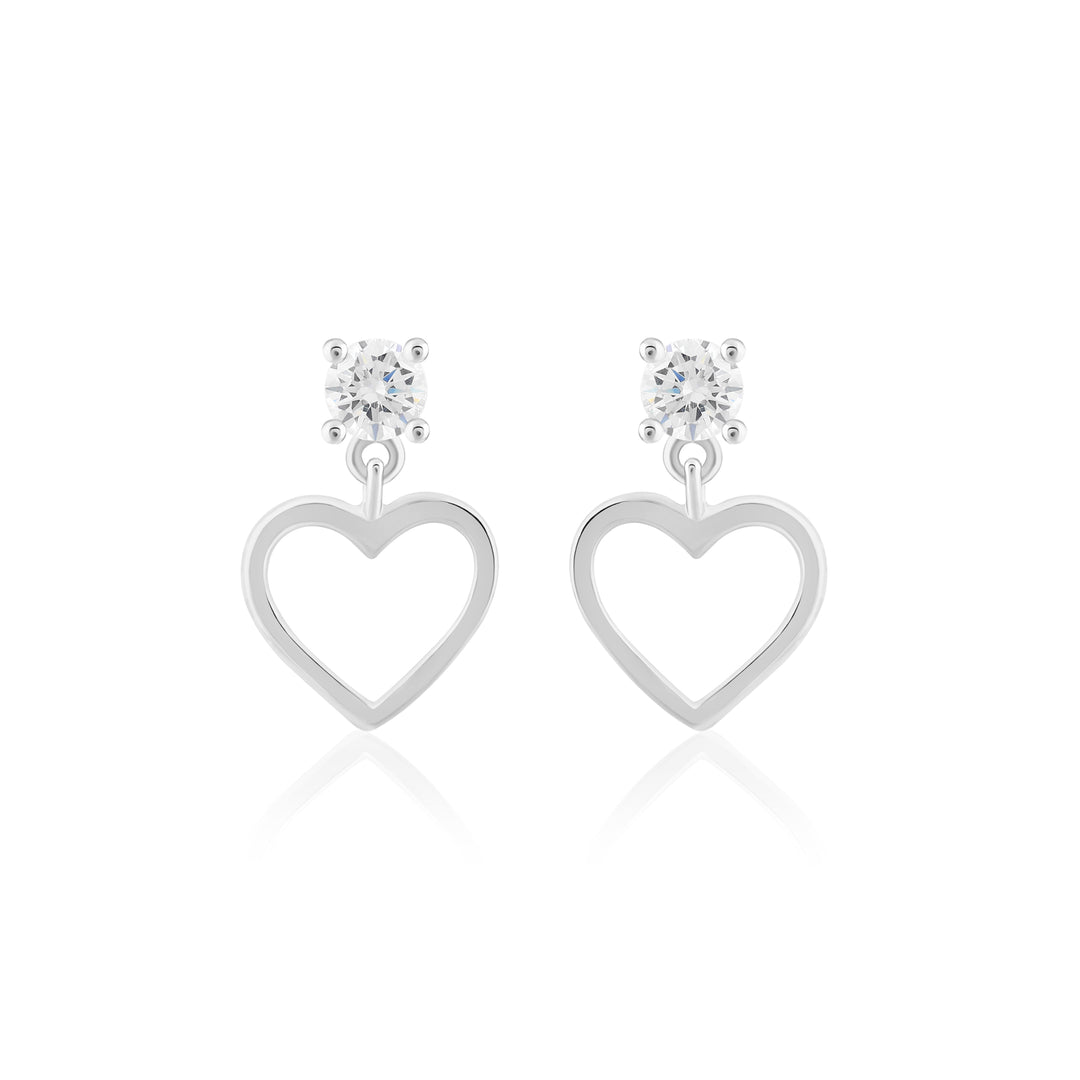 Heart Zircon Studs (Rhodium plated)