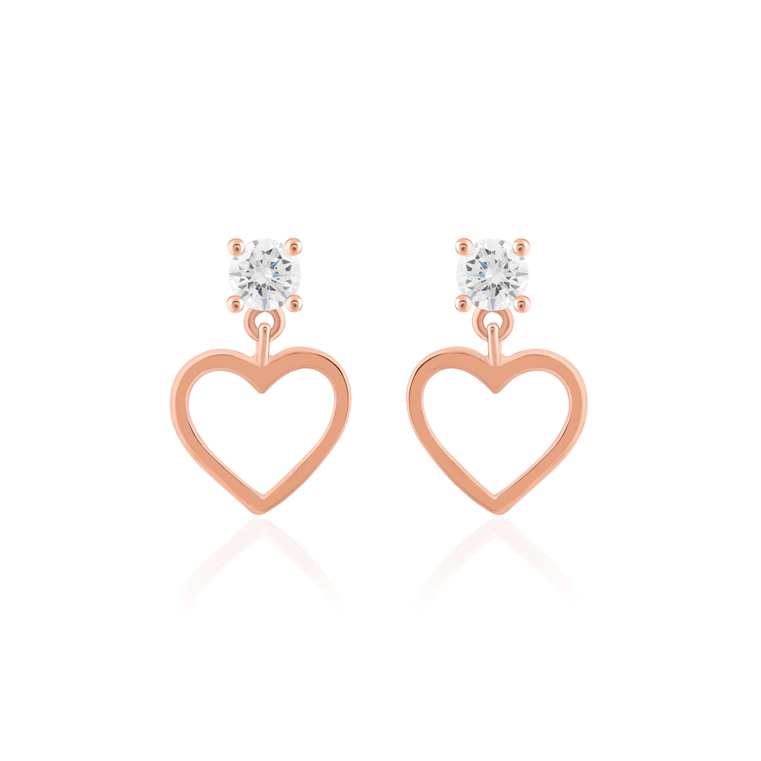 Heart Zircon Studs (Rose Gold Plated)