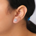 Load image into Gallery viewer, Floral Studs (Rhodium Plated)