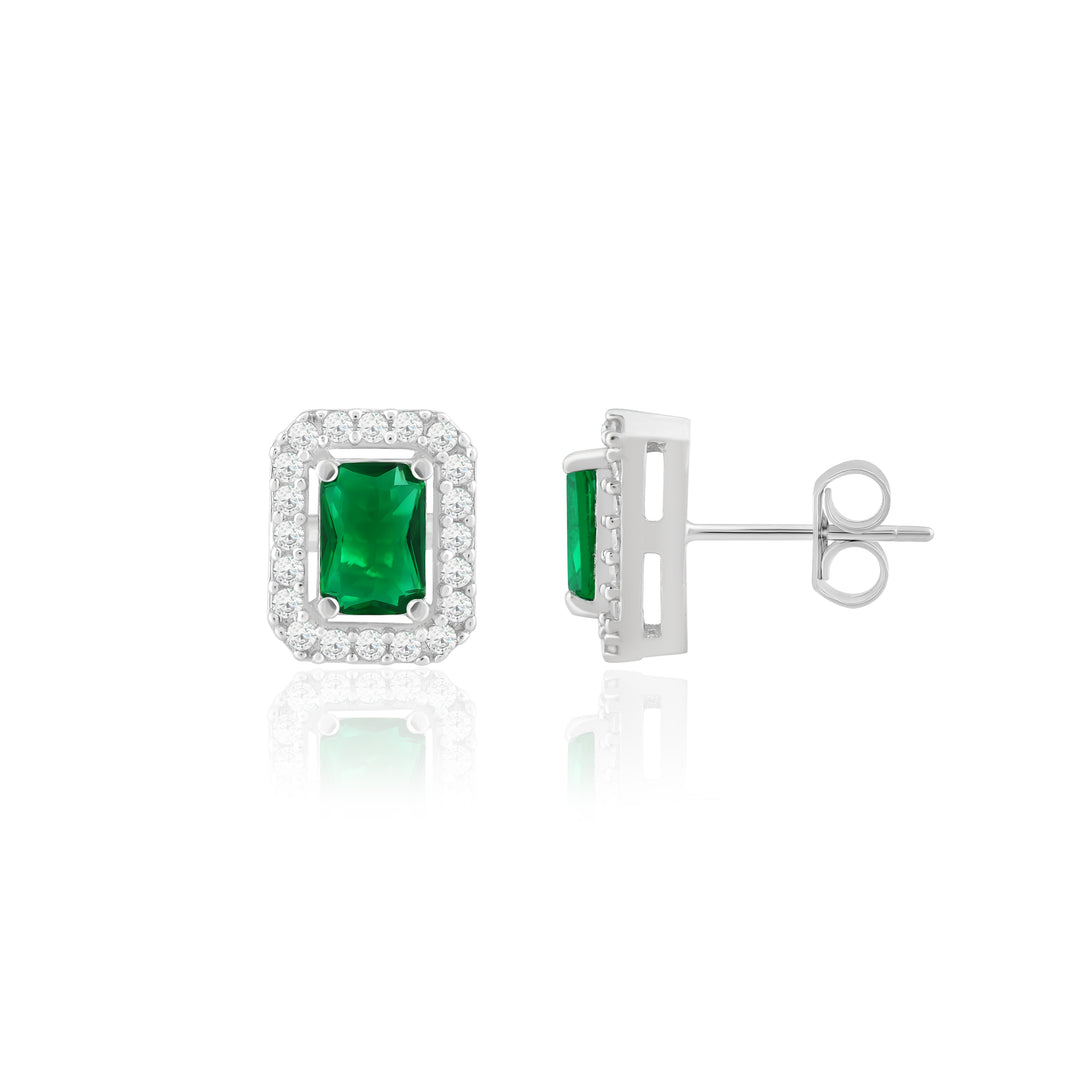 Fern Octa Studs (Rhodium Plated)