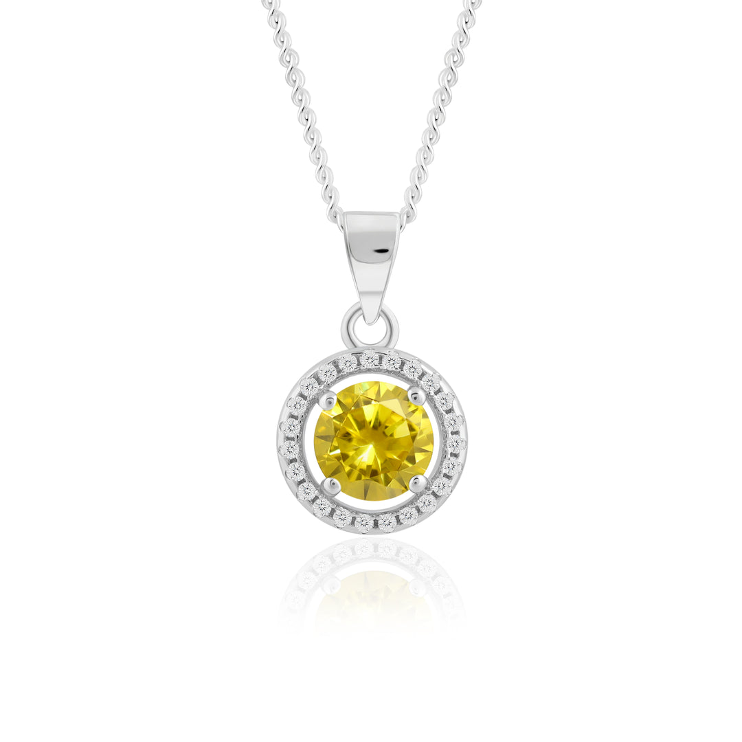 Lumen Round Pendant (Rhodium Plated)