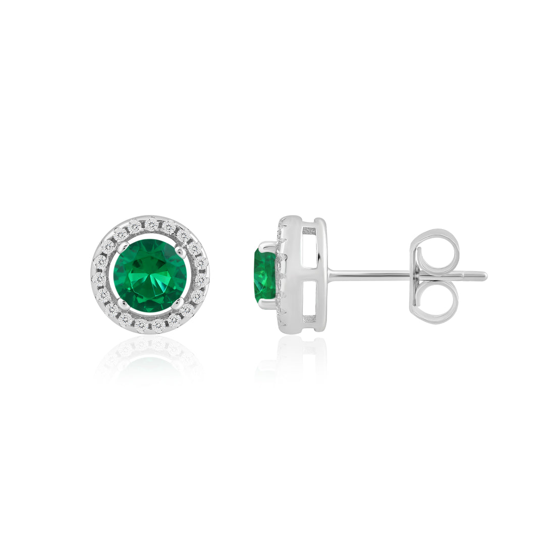 Fern Round Studs (Rhodium Plated)