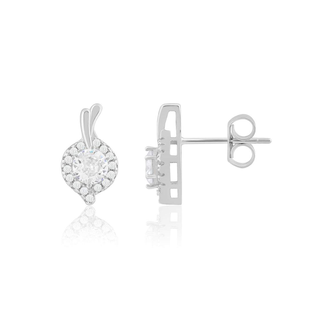 Frost Studs With Zircon (Rhodium Plated)