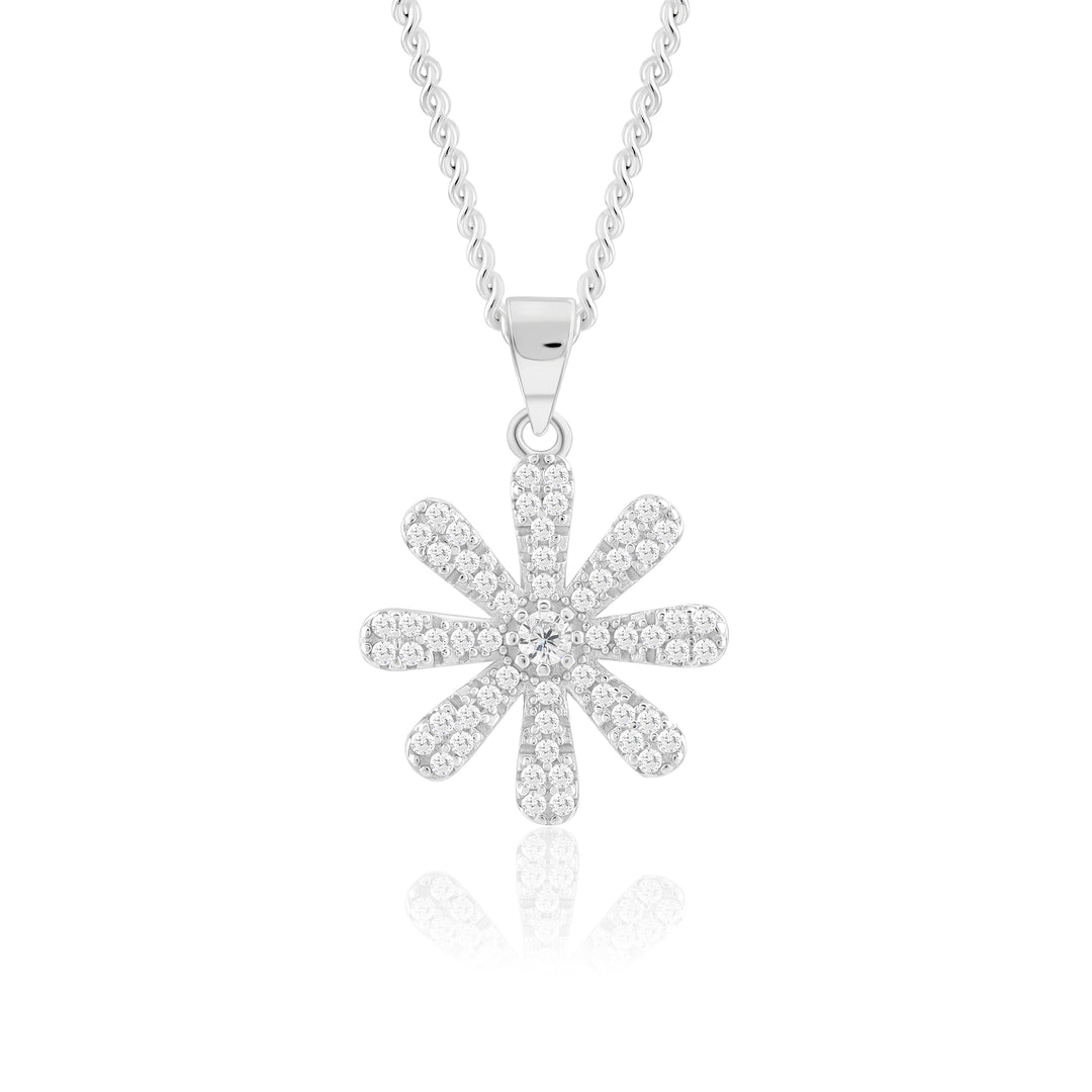 Floral Pendant (Rhodium Plated)
