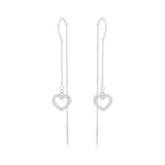 Load image into Gallery viewer, Heart Threader Earrings (Rhodium Plated)