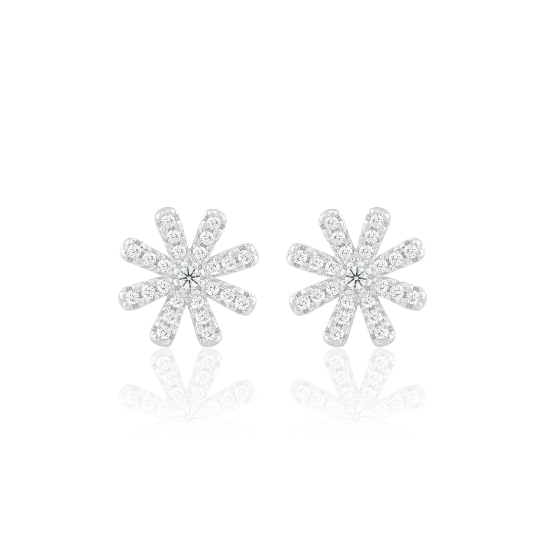 Floral Studs (Rhodium Plated)