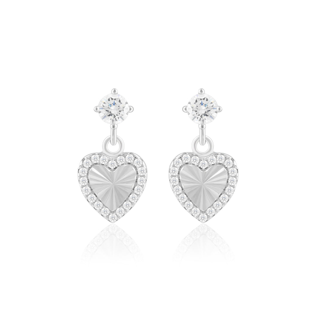 Amora Heart Earrings (Rhodium Plated)