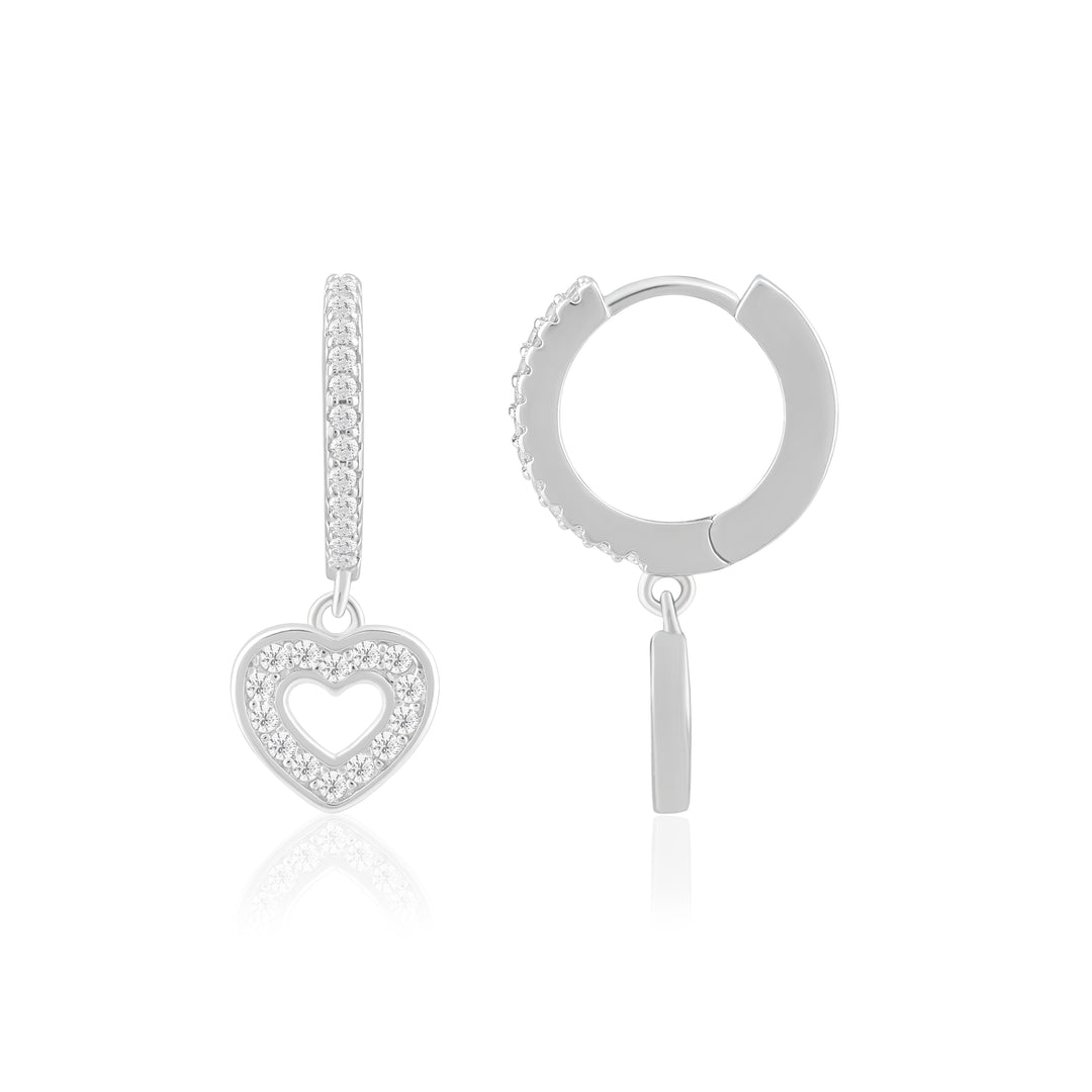 Lover Drop Earrings (Rhodium Plated)