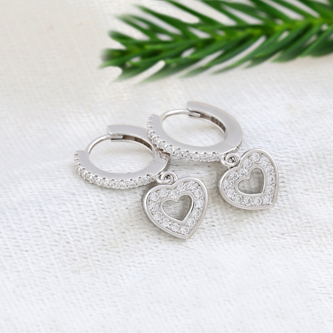 Lover Drop Earrings (Rhodium Plated)