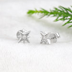 Load image into Gallery viewer, Snowflake Studs (Rhodium Plated)