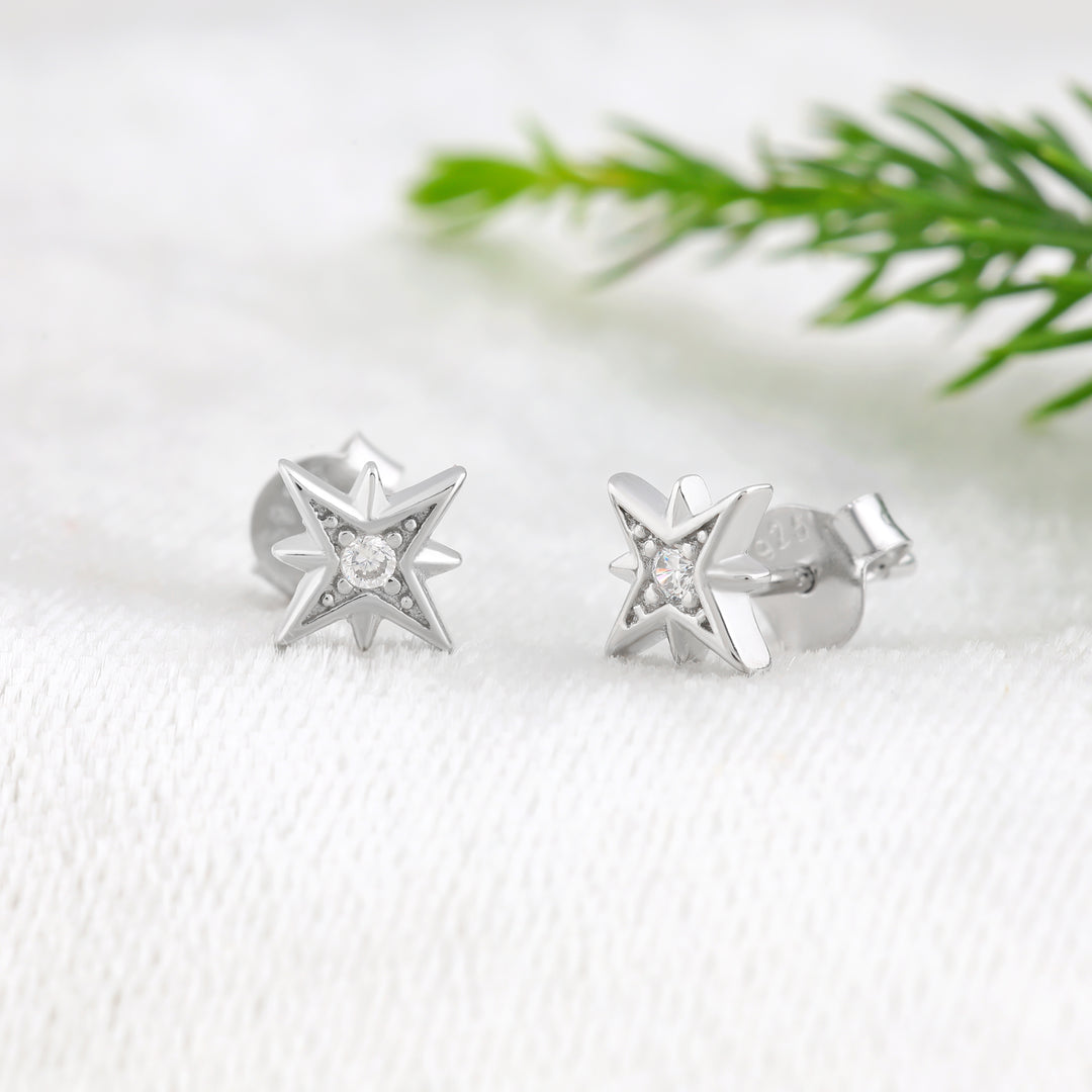 Snowflake Studs (Rhodium Plated)