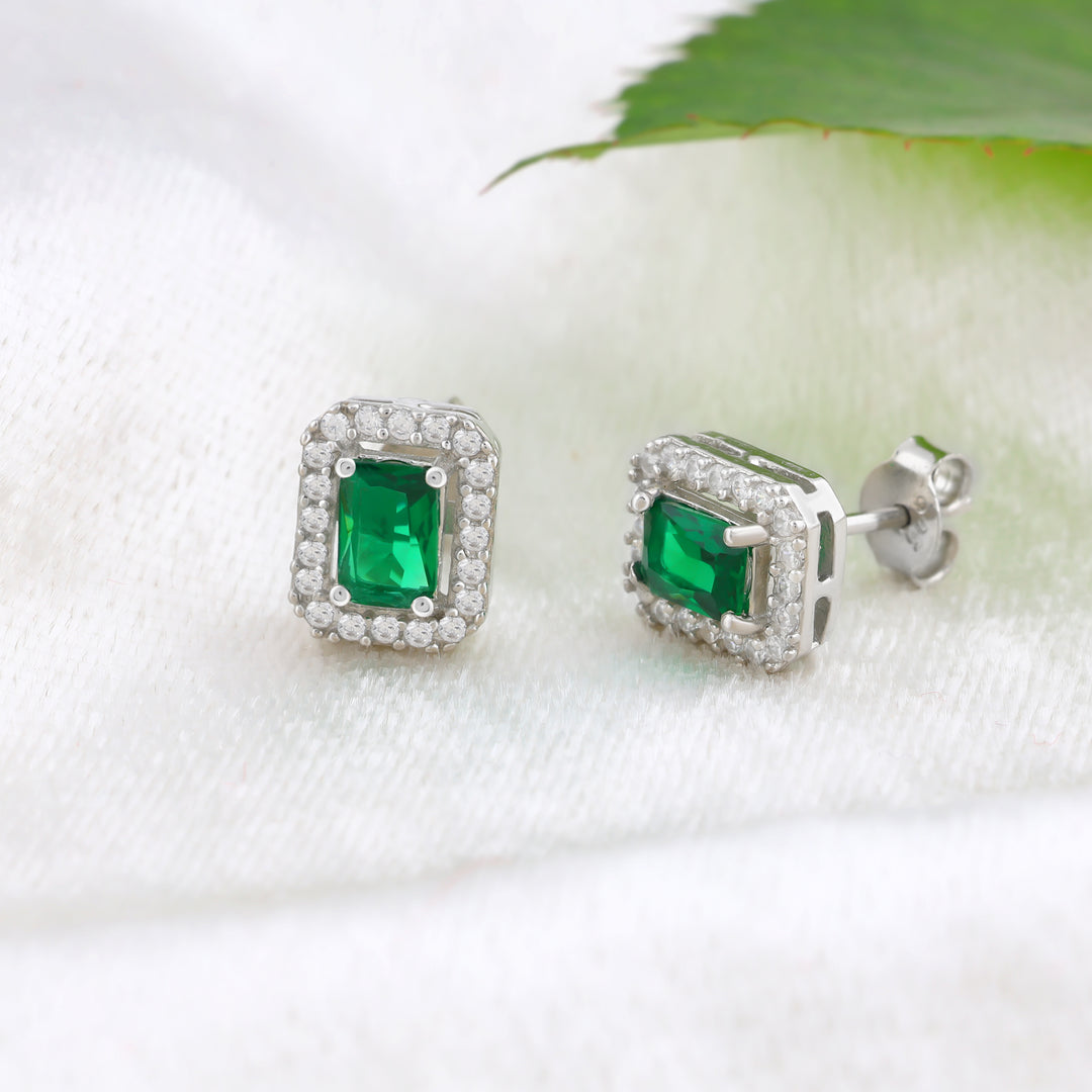 Fern Octa Studs (Rhodium Plated)