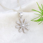 Load image into Gallery viewer, Floral Pendant (Rhodium Plated)