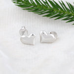Load image into Gallery viewer, Uneven Heart Studs (Rhodium Plated)