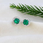 Load image into Gallery viewer, Fern Round Studs (Rhodium Plated)