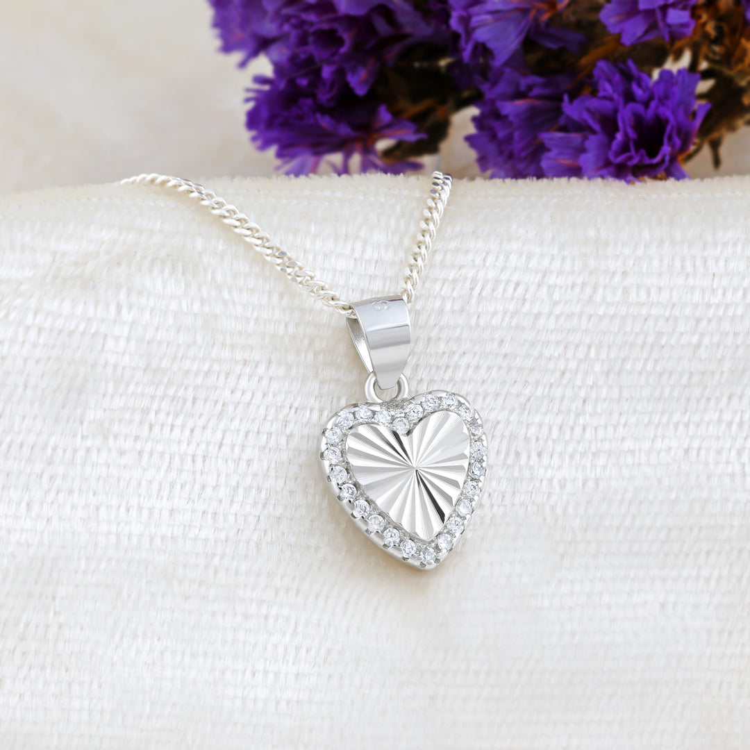 Amora Heart Pendant (Rhodium Plated)