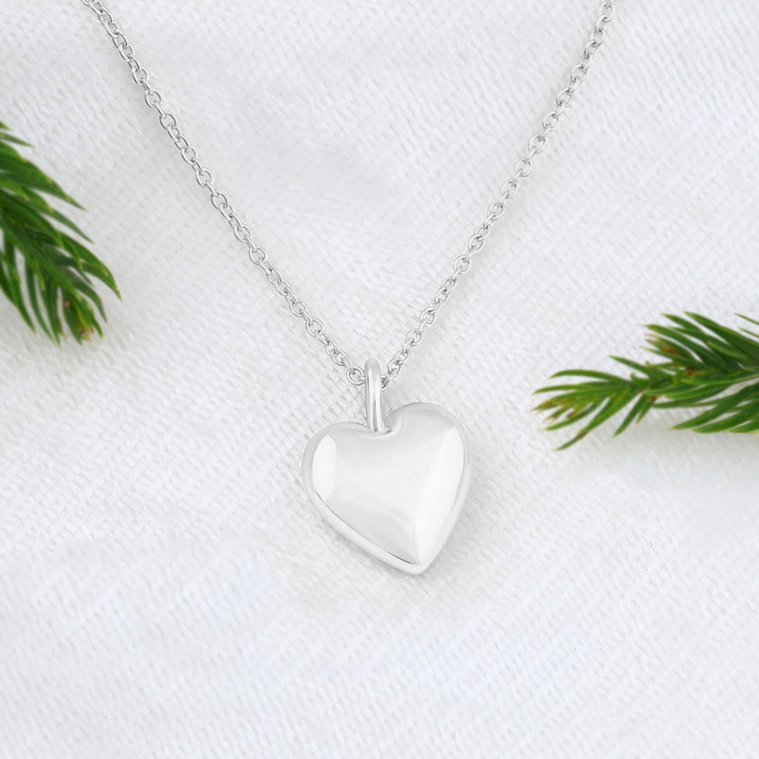 Bold Heart Pendant (Rhodium Plated)