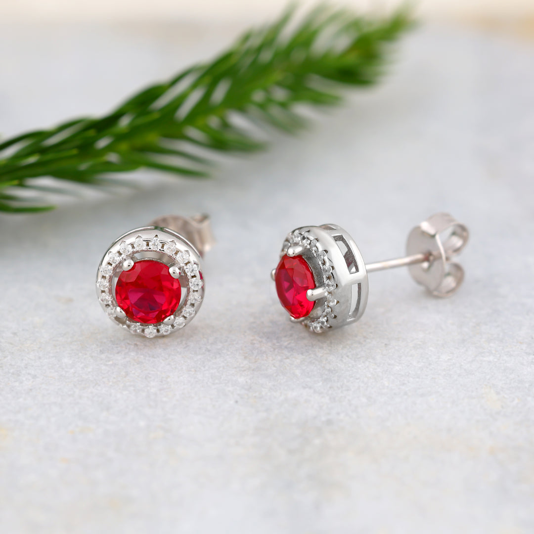 Ember Round Studs (Rhodium Plated)