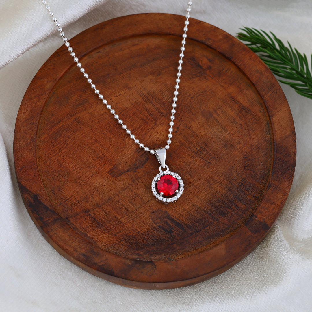 Ember Round Pendant (Rhodium Plated)